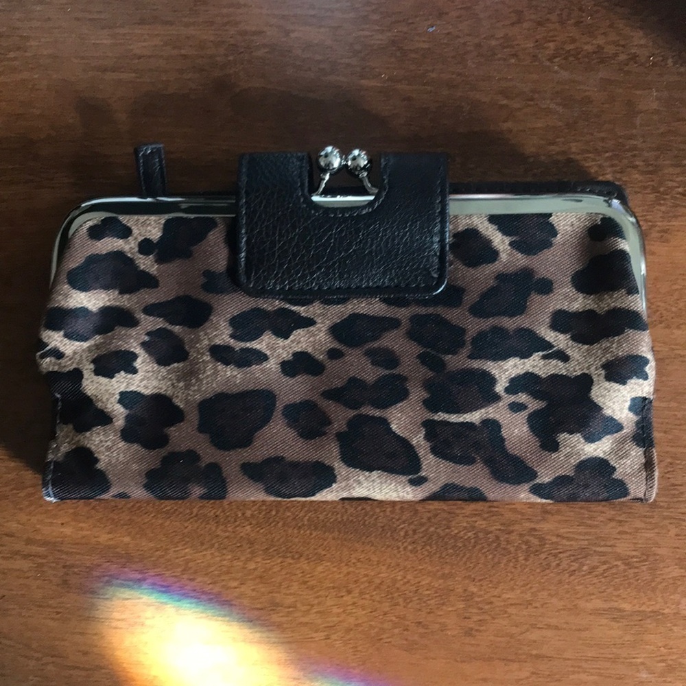 Brown/Black/Tan Faux Leather Trim Animal Print Wallet-One Size